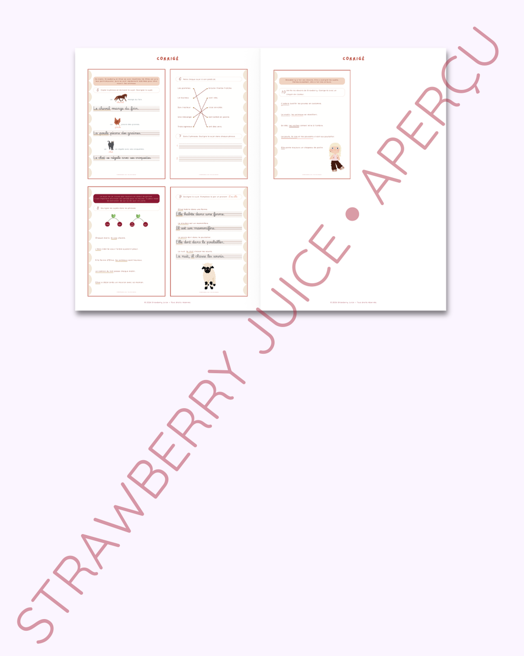 Identifier le sujet - Cahier à imprimer - Grammaire - 7-8 ans - La ferme