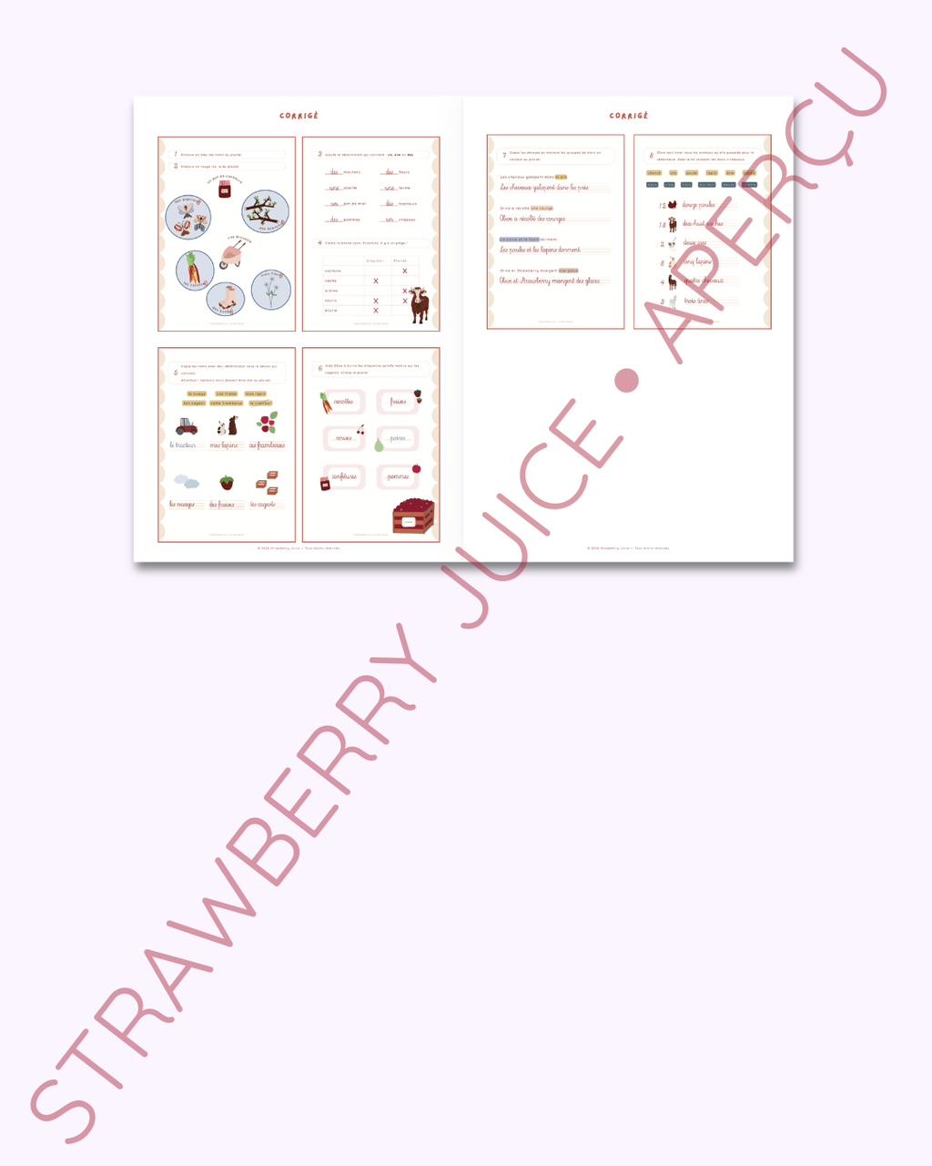 Singulier & pluriel – Cahier à imprimer - Grammaire - 6–7 ans - La ferme