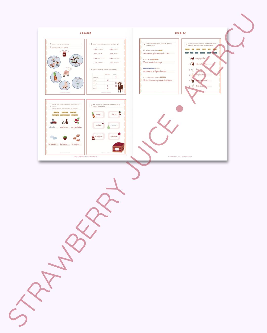 Singulier & pluriel – Cahier à imprimer - Grammaire - 6–7 ans - La ferme