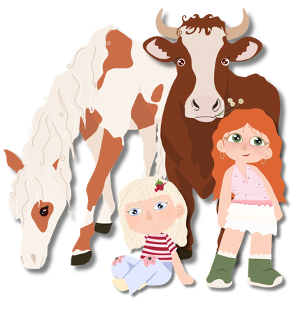 Personnages et animaux de la ferme Strawberry Juice