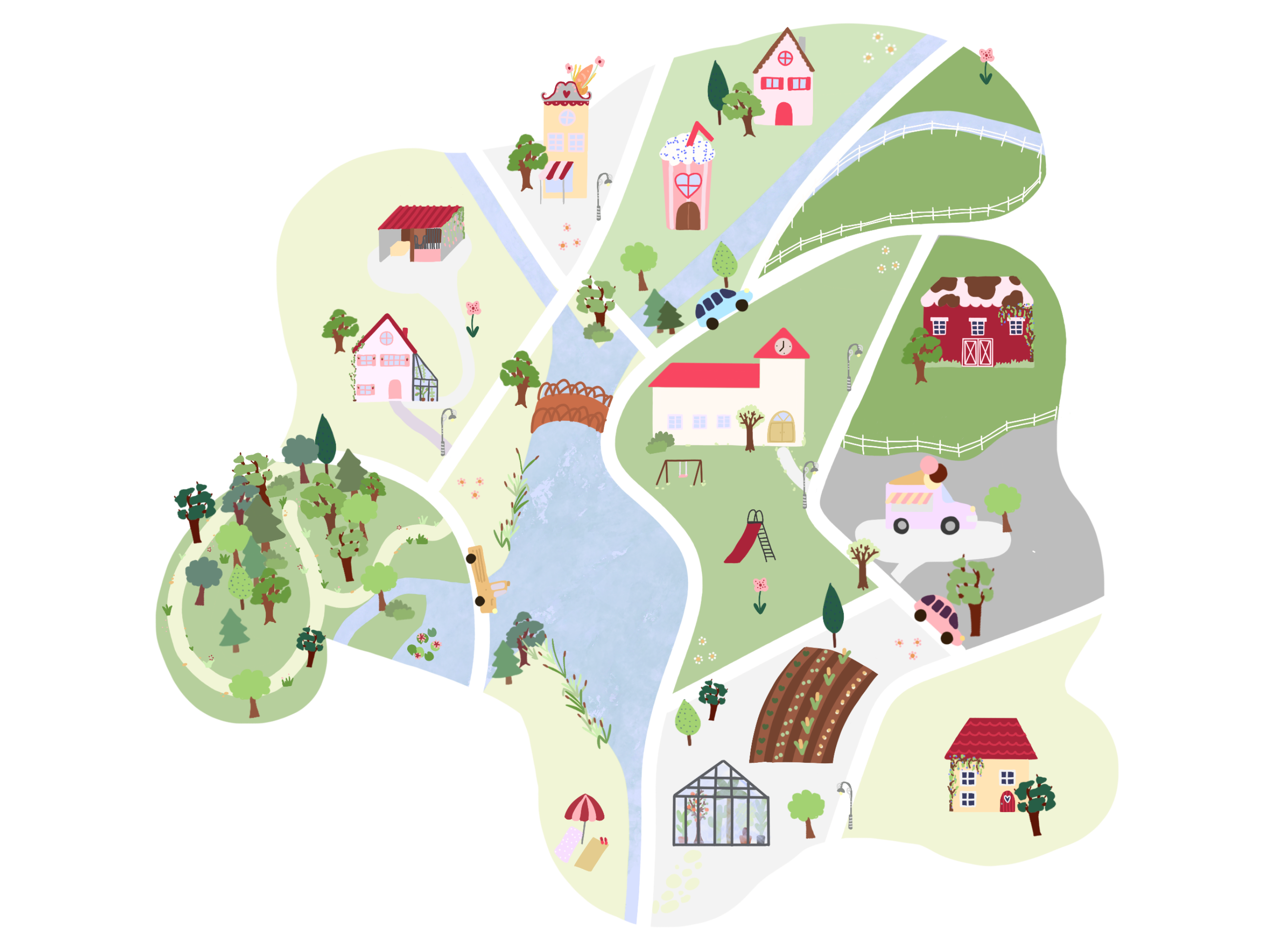 Carte illustrée du village Strawberry Juice